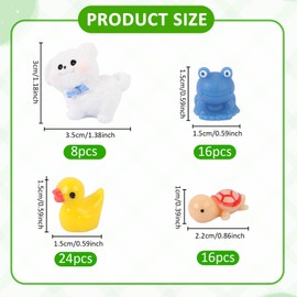 LALASTYLE 64PCS Mini Resin Animals, Tiny Toy Resin Tortoise, Dogs, Frog, Duck, Colorful Tiny Animals for DIY Miniature Garden, Dollhouse, Mini Landscape Home Decoration