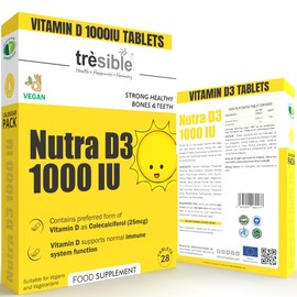 Tresible Vitamin D 1000IU Tablets (1-Month Supply) - High Strength Vitamin D Tablets to Support Immune System, Teeth, Bones, and Muscles - 28 Count Vitamin D3 1000 IU Tablet for Children and Adults