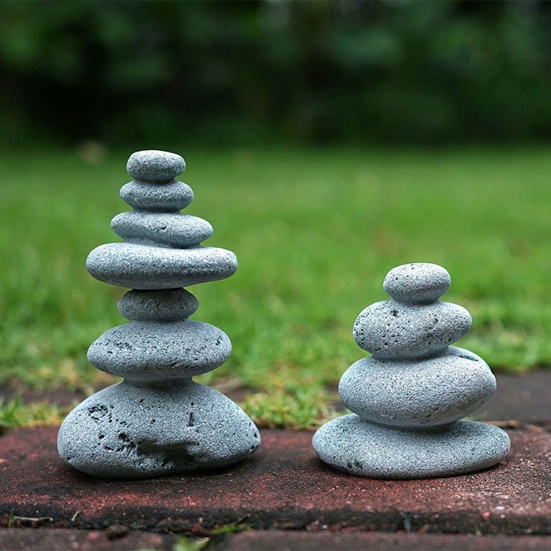 OwMell Balanced Stones Cairn Statue Garden Decor, Stacked Zen Rock