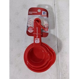 Mccormick Set Of 4 Mccormick Red Plastic Measuring Cups On Ring 1/4, 1/3, 1/2 & 1 Cup