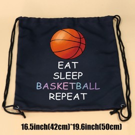 JYTAPP Basketball Bags Eat Sleep Basketball Repeat Drawstring Backpack Basketball Player Gifts Basketball Team Gifts,BLACK