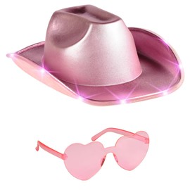 Funcredible Pink Light Up Cowgirl Hats for Women Western - Stylish Cowboy Hats for Women’s Fashion - Perfect for Rodeos, Country Events, Line Dancing and Western Themed Parties