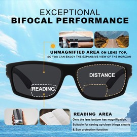 Missfive 2-Pack Mens Ultimate Bifocal Sunglasses with Readers Built In Sporty Upgraded Wrap Frame, UV400 Protection Driving & Reading Glasses for Outdoor +3.5