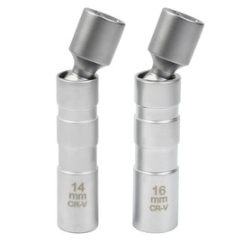 OctBird 14mm&16mm Magnetic Swivel Spark Plug Socket, Thin Wall Magnetic Rotating 3/8" Drive 12 Point Standard Spark Plug Socket Removal Tool, 360 Degree Swivel