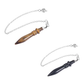 Miracles Minéraux Pendant Fortune Telling | Radiesotherism | Natural Stone | Lace | Cone | Egyptian Thot | Sephoroton | Merkaba | Pyramid (Thot x2 | Black Obsidian + Tiger Eye), Stone, Stone