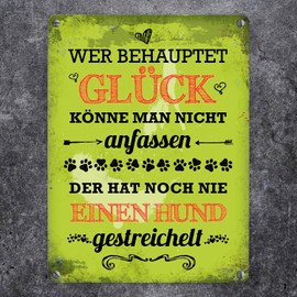 Metal Sign with Saying "Hund streicheln ist Glück" [Dog Stroke