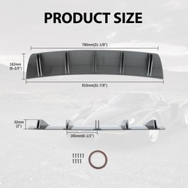 DEERMOTO Universal Rear Bumper Lip Diffuser Shark Fin 31inch ABS Car Rear Bumper Spoiler fit for Acura ILX,Infiniti,Ford Mustang GT,Lexus,Honda Civic,Toyota,Dodge Charger(Carbon Fiber Texture)