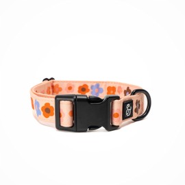 Lucy & Co. Let's Groove Adjustable Dog Collar- Cute Designer Pet Collar for Small, Medium, Large Dogs- Buckle Closure Dog Accessories, Large, Purple & Coral Floral