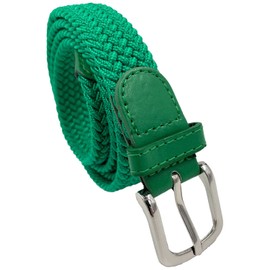 LisaModa Children's Stretch Braided Belt Boys Girls Teenagers Elastic Many Colours, Grass Green 35