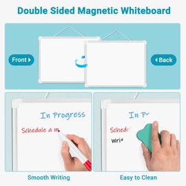 AMUSIGHT Double-Sided White Board, 16" x 12" Dry Erase Board Small Whiteboard for Wall Magnetic Hanging White Board Dry Erase for College Dorm Room, School, Home, Office