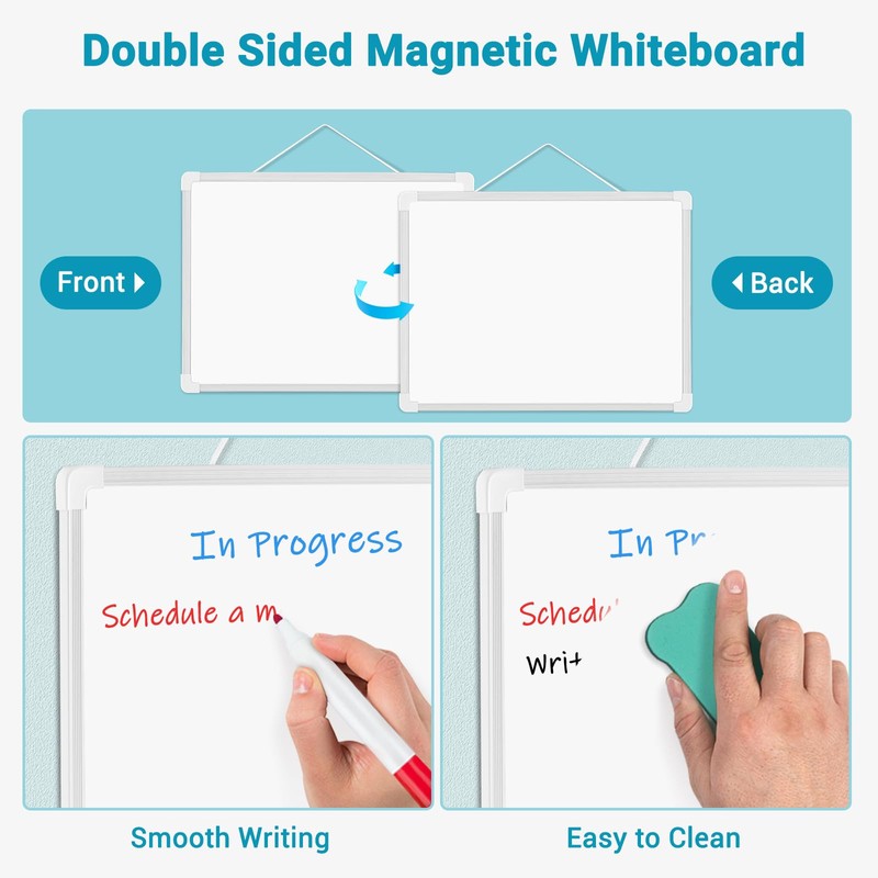 AMUSIGHT Double-Sided White Board, 16" x 12" Dry Erase Board