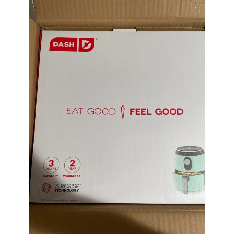 Dash Deluxe Air Fryer 3 Quart Aqua With AirCrisp Technology