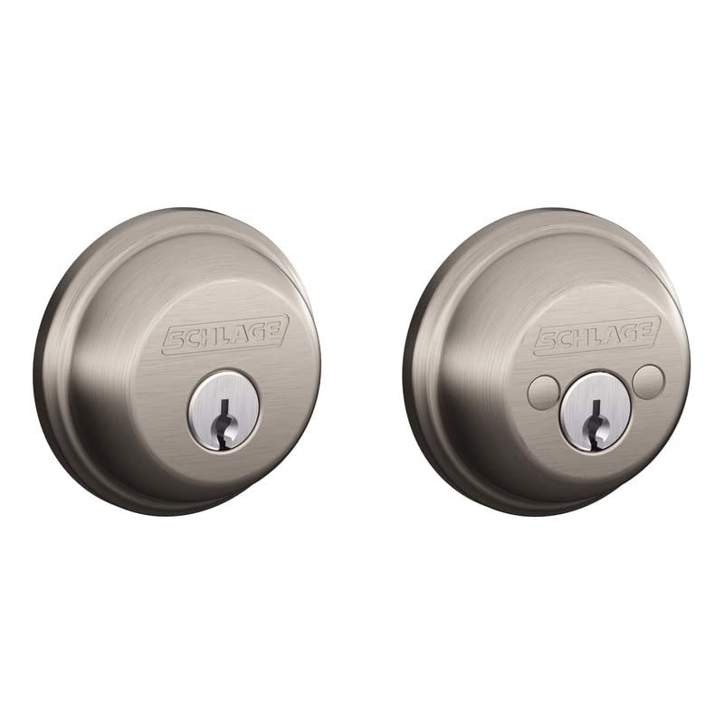Schlage B62NV619 Satin Nickel Double Cylinder Deadbolt