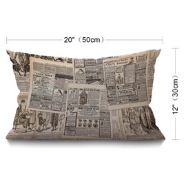 BGBDEIA French Newspaper Cushion Cover 30 x 50 cm Vintage Woman Fashion Magazine Paris Rectangle Pillow Cases Home Decorative Cotton Linen Throw Pillow Cover for Bed Sofa 12x20 Inch