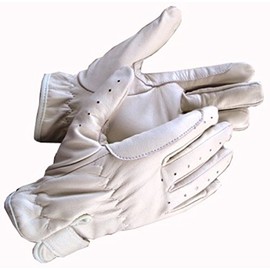 Ryda Ladies Real Leather Horse Riding Gloves White Black Brown Tan (White, Small)