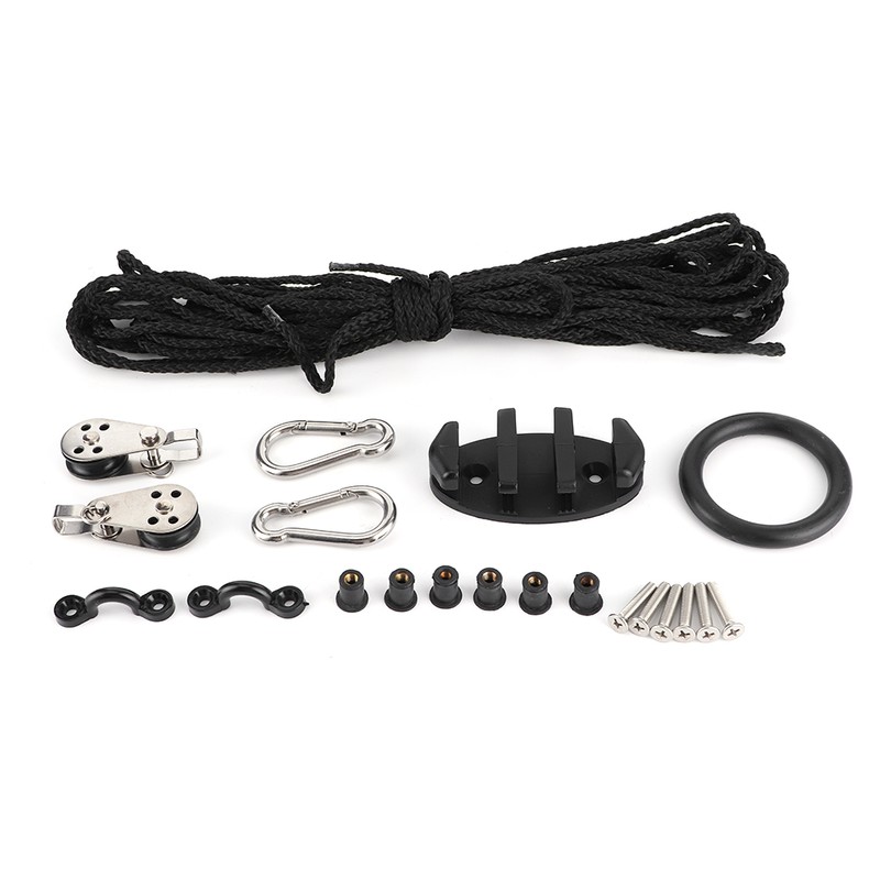 Anchor Trolley Kit with Rope Pulley Pad Eyes for Kayak