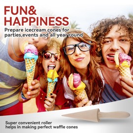 Waffle Cone Roller,Ice Cream Cone Mould,Waffle Cone Maker,Wooden Cone Mold Waffle Cone Roller,Wooden Waffle Cone Roller,Cream Horn Pastry Roll Molds Egg Roll Conical Mould DIY Baking Tool