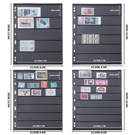 Stamp Collection Inserts - Collectible Stamp Album 12 Sheets with 4 Mixed Sizes for Stamp Collection Binder Kit IS01MX112
