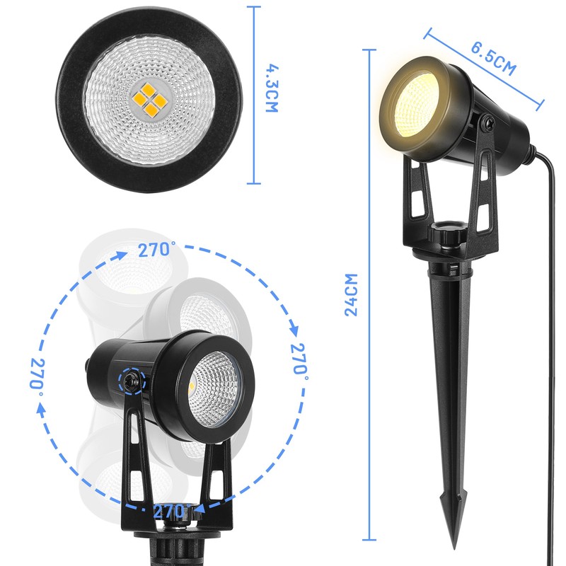 LAMPELIP Garden Spotlight LED Outdoor Waterproof White Pack of 4