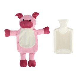 Hot Water Bottle with Cover Fluffy Bed Bottle Cuddly Hot Water Bag Soft Hot Water Bottle Animal Thermophore Fleece Hot Water Bag Leak-proof Hot Water Bottles Portable Plush Reusable Warm Bag 1 L