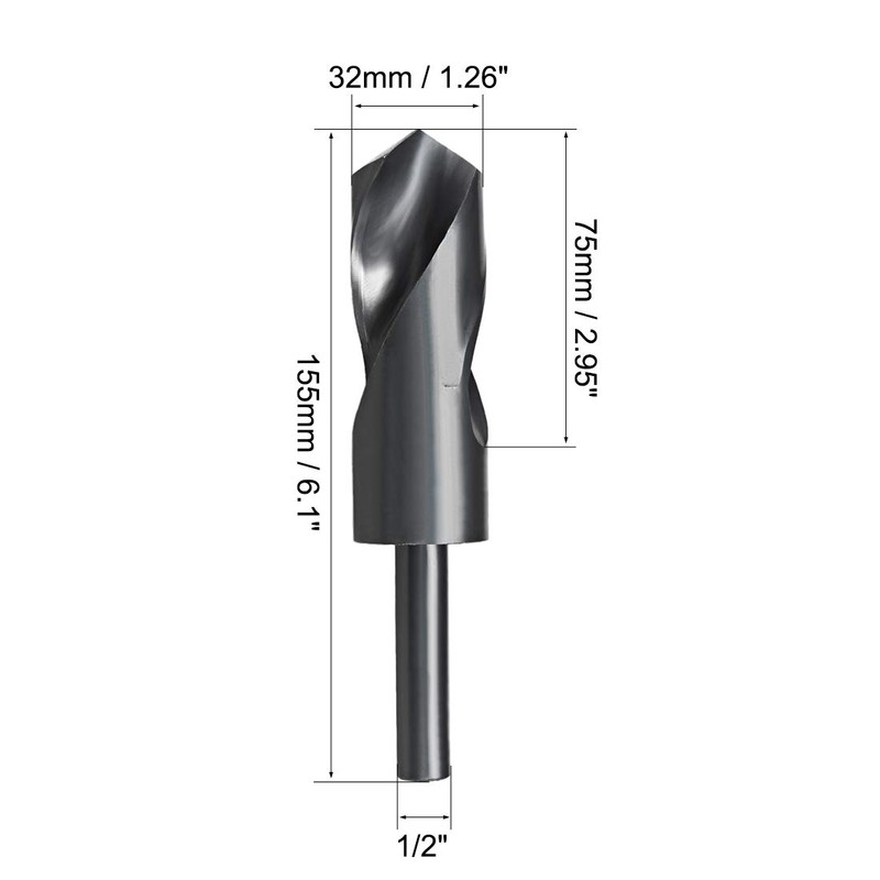 sourcing map Reduced Shank Drill Bit 32mm High Speed Steel