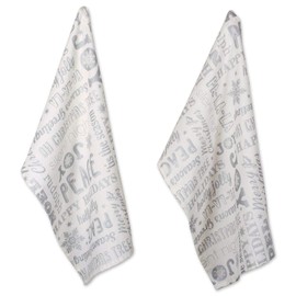 DII 100% algodón, Lavable a máquina, Impreso metálico día Festivo Mantel – 52 x 52 Asientos 4 Personas, Toallas de Cocina, Christmas Collage Sliver, Dish Towels, 1, 1