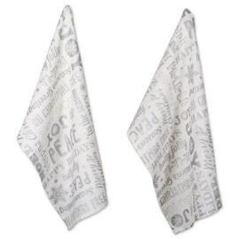 DII 100% algodón, Lavable a máquina, Impreso metálico día Festivo Mantel – 52 x 52 Asientos 4 Personas, Toallas de Cocina, Christmas Collage Sliver, Dish Towels, 1, 1