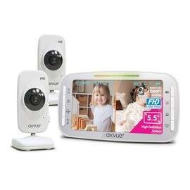 Axvue Video Baby Monitor 1080P Up To 1000ft Full HD 5.5" IPS  Screen 2 Camera's
