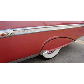 Octane Lighting Fender Skirt Stainless Steel Scuff Trim Pads Pair Fits 59 1959 Chevy Impala Car