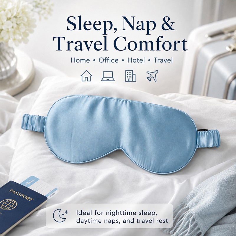 100% Mulberry Silk Sleep Mask – Soft Breathable Wide-Coverage Eye