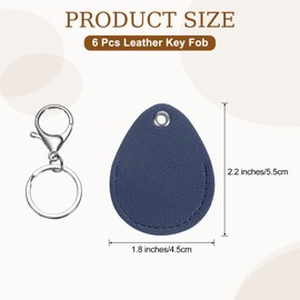 sourcing map 6pcs Leather Key Fob, PU Leather Car Keychain Blanks Key Holder with Key Rings for Key ID Cards DIY Laser Engraving Birthday Father's Day Gifts, Dark Blue