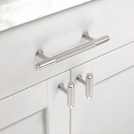 Asidrama 10 Pack 3.75 Inch(96mm) Knurled Brushed Satin Nickel Kitchen Cabinet Handles, Cabinet Pulls Kitchen Cabinet Hardware Cupboard Handles Drawer Handles Dresser Pulls