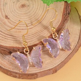 Shop LC Lavender Glass Cubic Zirconia CZ Goldtone Butterfly Dangle Drop Earrings for Women Jewelry Ct 0.08 Christmas Gifts for Women
