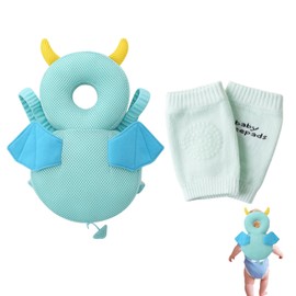 Baby Head Protector Backpack, Baby Backpack Head Protector,Crawling Knee Pads Set for Babies 5-24 Months, Soft Cotton Head Protection for Learning Walking, Comfortable Baby Helmet and Knee Pads ﻿