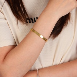 MILAKOO Women's Stainless Steel Bangle Oval Bangle Women Stackable Cuff Bracelet Friendship Bracelets for Party Wedding Birthday, Stainless Steel, No gemstone