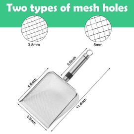 GIONAR Pack of 2 Stainless Steel Garden Sieve - Garden Sieve Soil - Compost Sieve with Handle Garden Sieve - Sand Sieve, Sieve, Ground Sieve, Sand Sieve (3.8/5 mm Mesh)