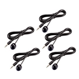 sourcing map IR Infrared Receiver Extender Cable 3.5mm Jack 4.9FT Long 26-39FT Receiving Distance Single Black Head 5pcs