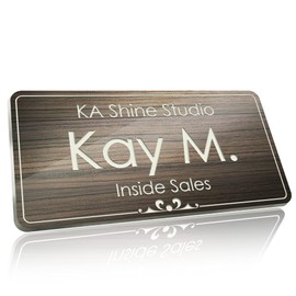 Custom Name Tag, Custom Name Badge, 1.5" x 3", 18 Colors, Durable Engravable Impact Acrylic Material, Made in The USA by My Sign Center (Kona-Ash)