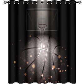 Kazynee Sports Theme Basketball Blackout Curtains for Bedroom,Cool Basketball Court Grommet Thermal Insulated Room Darkening Curtains Window Treatments 2 Panels 45L x 21W