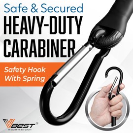 VBEST Extra Long Bungee Cords with Carabiner Hooks - Large Heavy Duty Outdoor Black Bungie Straps Set of 6 Pieces 72 Inch