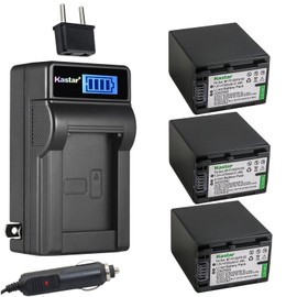 Kastar 3-Pack NP-FV100 Battery and LCD AC Charger Compatible with Sony DCR-SX33, DCR-SX34, DCR-SX43, DCR-SX44, DCR-SX45, DCR-SX53, DCR-SX63, DCR-SX65, DCR-SX73, DCR-SX83, DCR-SX85, DEV-3, DEV-30
