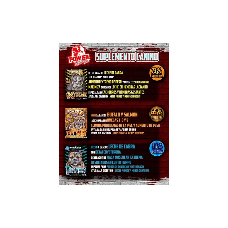 Power Bully Sumplemento Canino 950g 73% Proteina P/ Cachorro