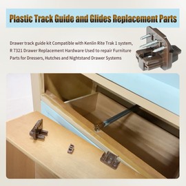 7 Set R 7321 Track Guide and Glides Replacement,Drawer Track Guide kit Compatible with Kenlin Rite Trak 1 System, Drawer Hardware to Repair Furniture for Dressers, Hutches & Nightstand Drawer Systems