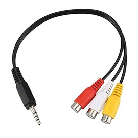 innov8 3.5mm Male Plug to 3 RCA Female (Red-Yellow-White) Connector Adapter Cable for AV, Audio, Video, LCD TV, HDTV - 0.15m