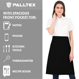 PALLTEX GAVROCHE Vorbinder Long Cooking Apron Men Short Cooking Apron Women's Short Apron Women's Apron Men for Cooking Crafts Painting Baking (Black)