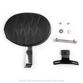 Topteng Motorbike Back Rest, Motorcycle Driver Seat Rider Backrest Back Rest Sissy Bar Backrest Pad + Mounting Kit for Harley Heritage Softail/Fatboy models 2007-2017, Chrome