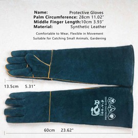 iao.v.p Animal Handling Gloves 24-inch Scratches Proof, Multipurpose Pet Gloves，Grabbing Reptile Bite Resistant XL Size, Green