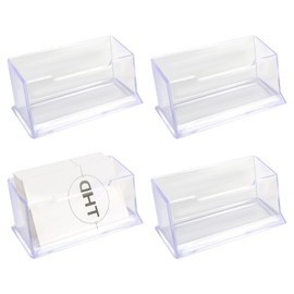 Anruyi Pack of 4 Clear Business Card Holder Business Card Stand Clear Acrylic Business Card Holder Single Cards Business Card Stand for Business People and Office