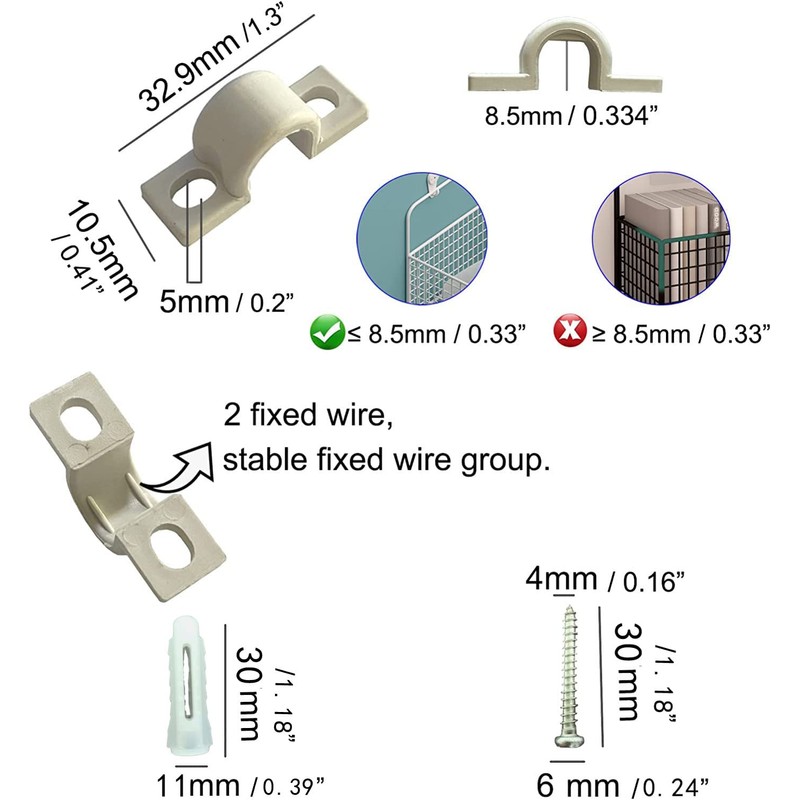 Wire Shelf Loop Clips 12Pcs Shelf Clips with Screws Expansion