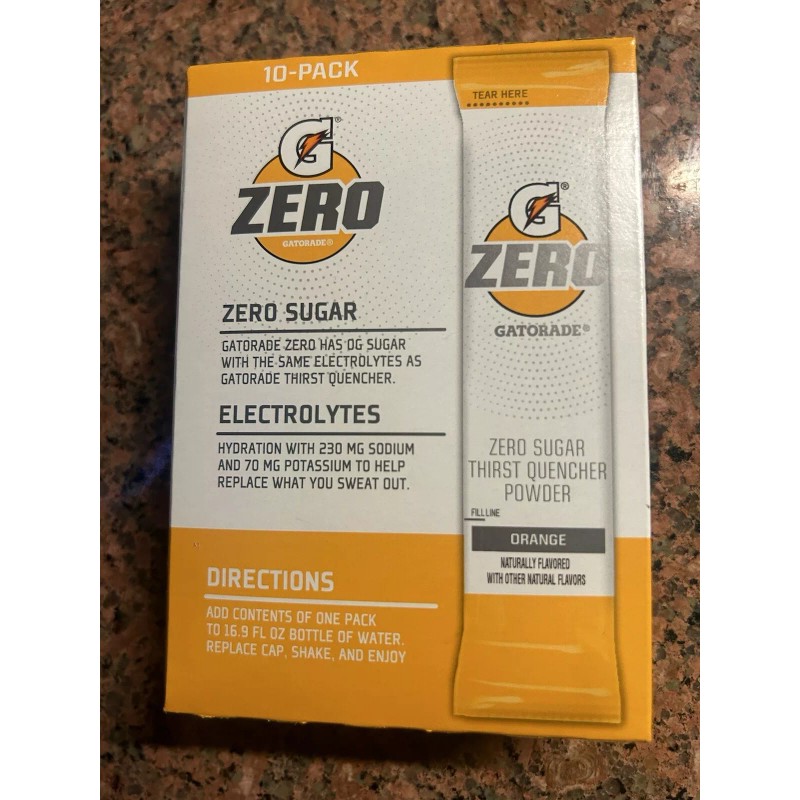 GATORADE ZERO Zero Sugar Thirst Quencher Powder. Orange. 10-pack. Exp.04/18/25
